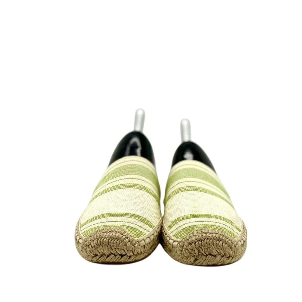 Tory Burch Ines Striped Canvas Espadrilles Green Cream‎ 7M 12158560